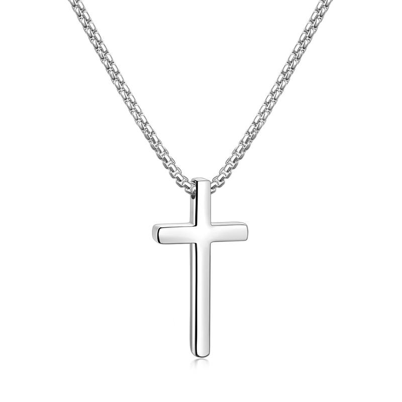 Stainless Steel Cross Necklace for Men and Women (Unisex), Mens Necklaces with 2.5mm Cross Chain for Boys