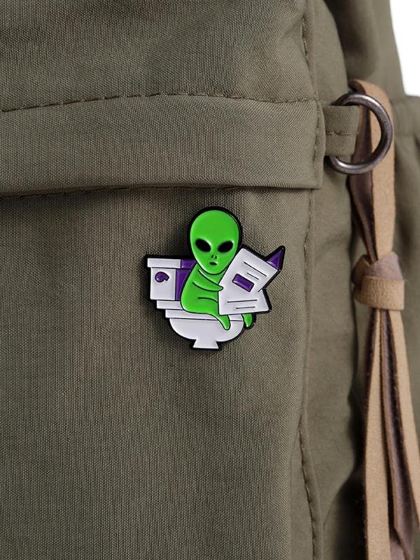 Cartoon Alien Design Brooch, Creative Alloy Clothes Brooch, Fashion Accessories for Men & Women, Perfect for Birthday Gift