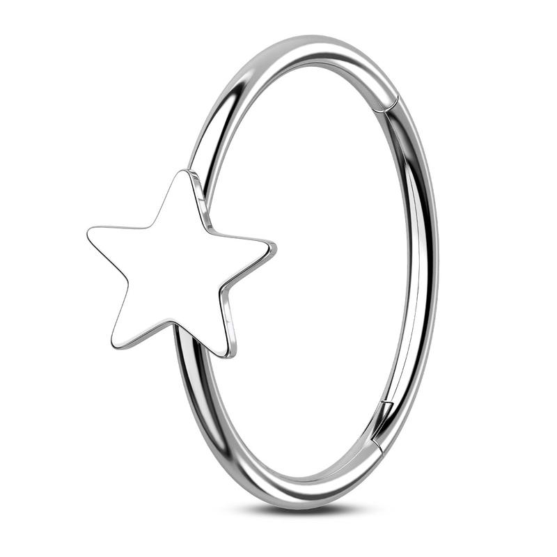 Oufer 20G Star Shape Hinged Segment Nose Hoop Ring 316L Stainless Steel