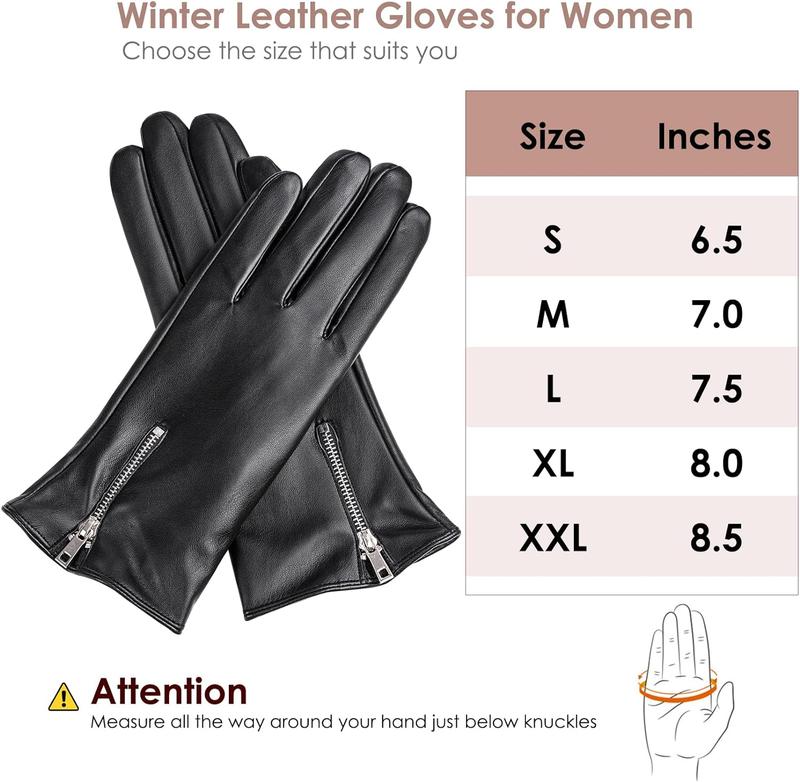 Winter Leather Gloves for Women, Touchscreen Texting Warm Driving Gloves