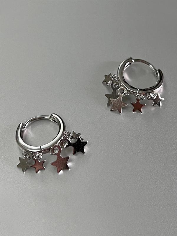 Y2K Style Star Design Hoop Earrings, Fashionable Jewelry for Women for Party & Daily Decor, Trendy All-match & Exquisite Jewelry for Gift