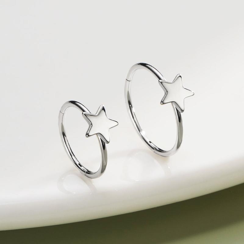 Oufer 20G Star Shape Hinged Segment Nose Hoop Ring 316L Stainless Steel