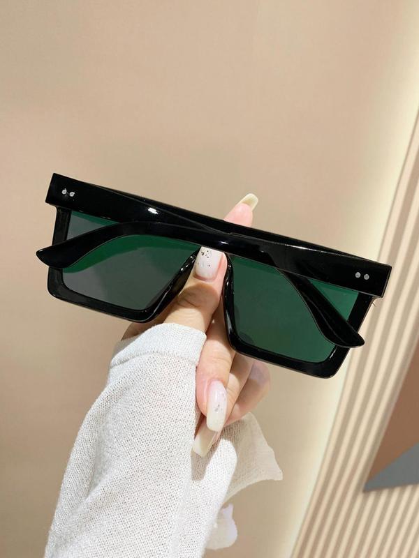 Unisex Simple Plain Color Sunglasses (1 Pair), Trendy Casual Flat Top Sunglasses for Everyday Use, Fashion Accessories for Outdoor Activities