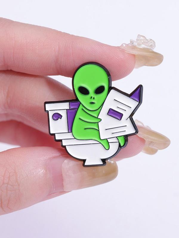 Cartoon Alien Design Brooch, Creative Alloy Clothes Brooch, Fashion Accessories for Men & Women, Perfect for Birthday Gift