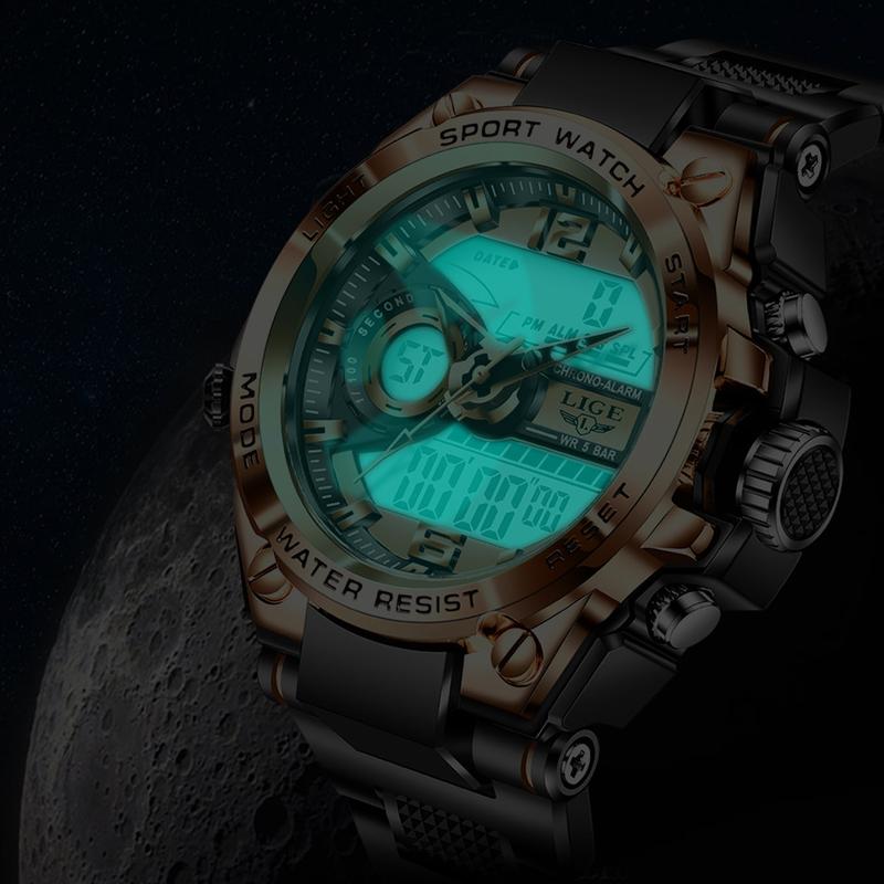 LIGE Men's Sport Watch – 50M Water-Resistant, Date and Time Display, Luminous sport digital  Watch