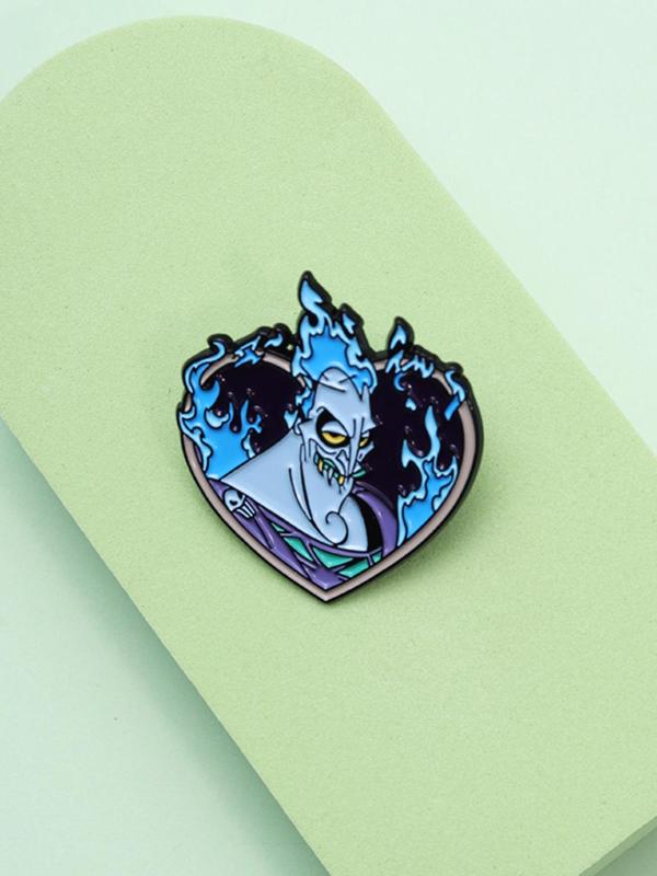 Cartoon Villain Character Brooch, Cute Heart Shaped Enamel Pin Suitable for Backpacks, Jeans, Scarves, Hats Decoration, Fashion Accessories for Men & Women