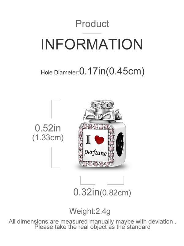 Fashion Perfume Bottle Shaped Beads, Rhinestone & Heart & Letters Decor Charm for Women Bracelet and Necklace Making, Suitable for DIY Birthday Gift