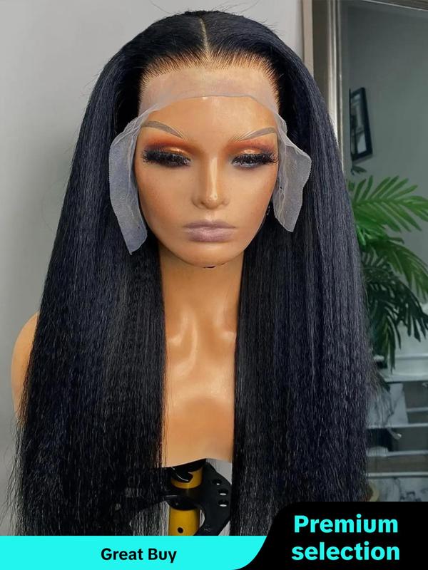 30 Inch Long Yaki Straight Lace Front Wigs for Women, Natural Fluffy Hair Wigs without Bangs, Synthetic Hair Wigs for Cosplay & Costume Party, Daily Hairstyle Ideas Glueless