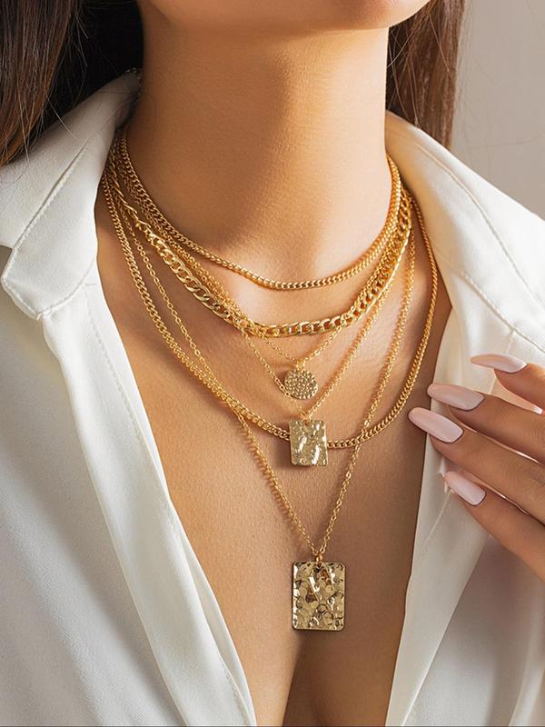 Summer Fashion Geometric Design Pendant Necklaces for Women, True Beauty Necklace, Style Fashion Jewelry for Party, Daily Clothing Decor, Trendy All-match & Exquisite Jewelry for Birthday Gift