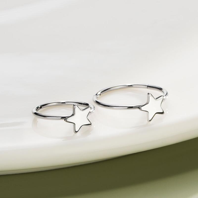 Oufer 20G Star Shape Hinged Segment Nose Hoop Ring 316L Stainless Steel