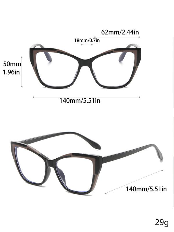 Spring Summer Simple Eyeglasses for Everyday Use, Basic Flat Frame Fashion Glasses for Women & Men, Fashion Colorblock Eyeglasses for Work, Daily Clothing Decor, Perfect for Student Daily Use