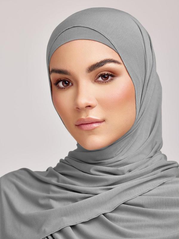 Women's Solid Color Long Scarf, Fashionable Soft Comfortable Wrap Scarf, Stretchy Hijab, Warm Shawl for All Seasons