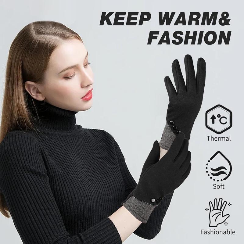 Women Winter Gloves With Touchscreen Fingers, 3 Pairs Fleece Lined Gloves for Women Cold Weather,Thick Windproof Gloves for Warm Wear(Black Gray Pink)