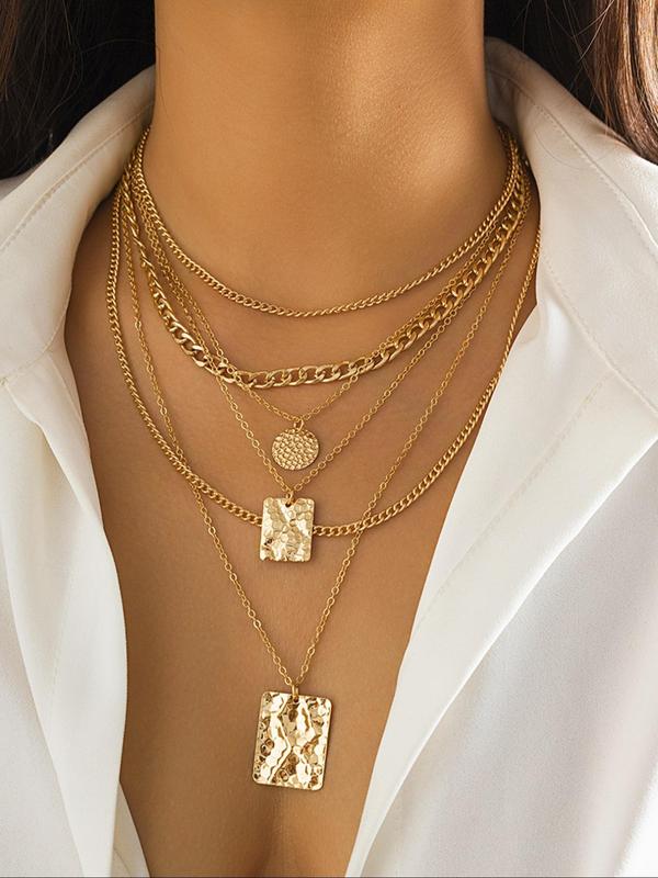 Summer Fashion Geometric Design Pendant Necklaces for Women, True Beauty Necklace, Style Fashion Jewelry for Party, Daily Clothing Decor, Trendy All-match & Exquisite Jewelry for Birthday Gift