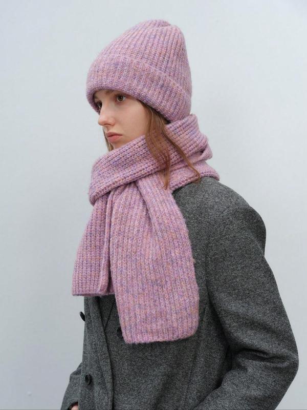 Women's Cute Knit Hat & Scarf Set, Casual Warm Knit Beanie & Scarf for Fall & Winter, Fashion Accessories for Women & Girls