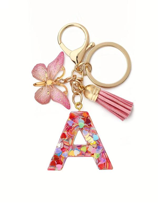 Letter Butterfly Design Keychain, Fashionable Keychain for Women & Men, Trendy All-match & Exquisite Keychain for Birthday Gift