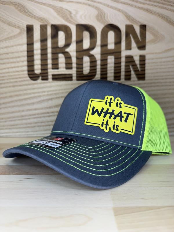 It Is What It Is Custom Leatherette Patch Trucker Style and Evolve Ponytail Hats trucker hat unique gift unisex hat