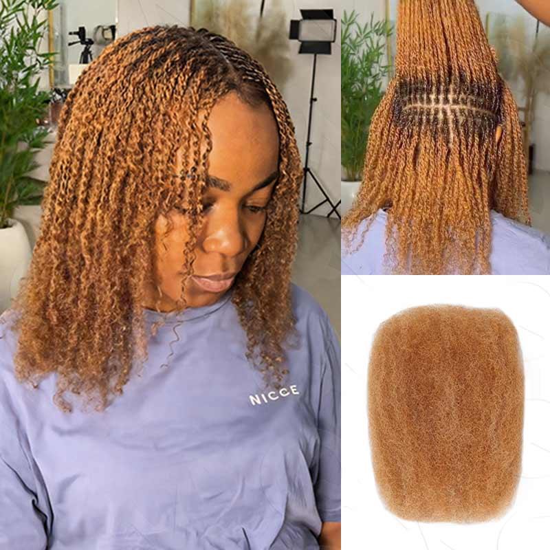 QVR Natural Black Afro kinky Bulk Hair Extensions For Braiding Dreadlock Human Hair 3