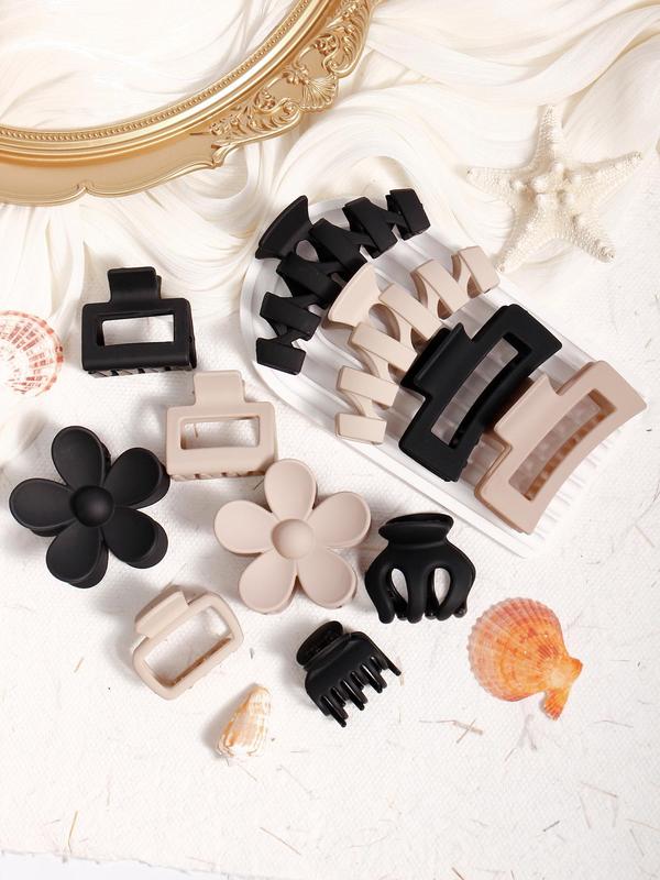 Women's Elegant Flower & Hollow Out Design Hair Claw Clips (11pcs set), Cute Trendy Hair Claws, Fashionable Hair Accessories for Daily & Party Decoration