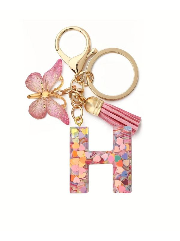 Letter Butterfly Design Keychain, Fashionable Keychain for Women & Men, Trendy All-match & Exquisite Keychain for Birthday Gift