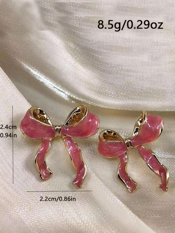 Bow Decor Stud Earrings (1 Pair), 2024 New Style Fashionable Jewelry for Women, Daily Clothing Decor, Trendy All-match & Exquisite Jewelry for Birthday Gift