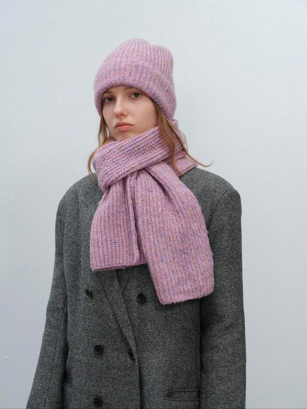 Women's Cute Knit Hat & Scarf Set, Casual Warm Knit Beanie & Scarf for Fall & Winter, Fashion Accessories for Women & Girls