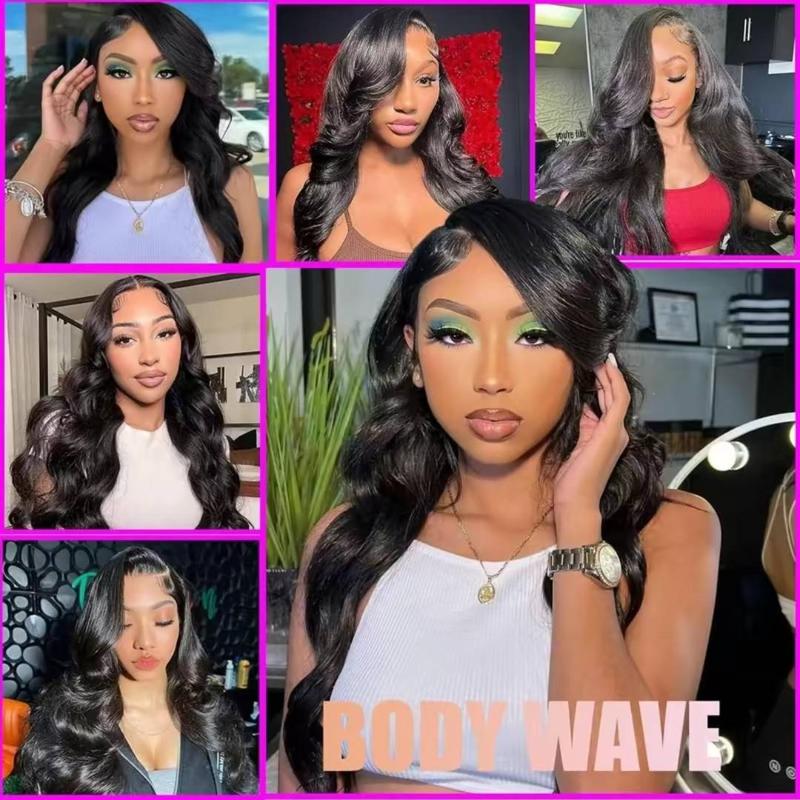 [BlackFriday]  Human Hair Body Wave Lace Front Wigs Pre Plucked 180% Density 13x4 HD Lace Front Wigs for Women Wigs Black Unprocessed Brazilian Virgin Human Hair with Baby Hair Bleached Knots