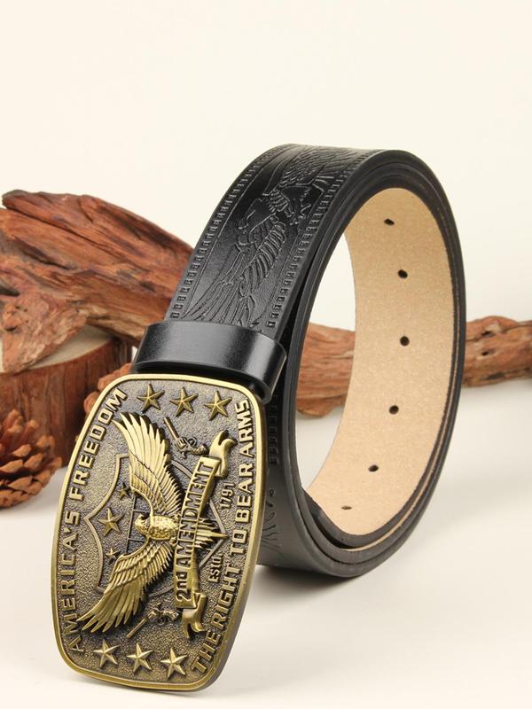 Men's Eagle Design Western Belt, Vintage Cowhide Belt for Men, Casual Waistband for Jeans Trousers, Fashion Belt for Party, Daily Clothing Decor