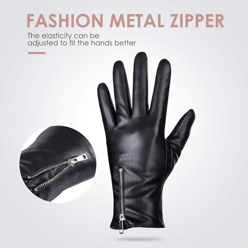 Winter Leather Gloves for Women, Touchscreen Texting Warm Driving Gloves