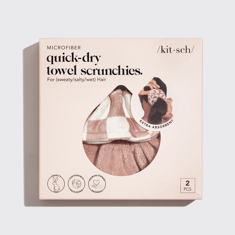 Microfiber Quick-Dry Towel Scrunchies 2pc - Terracotta Checker