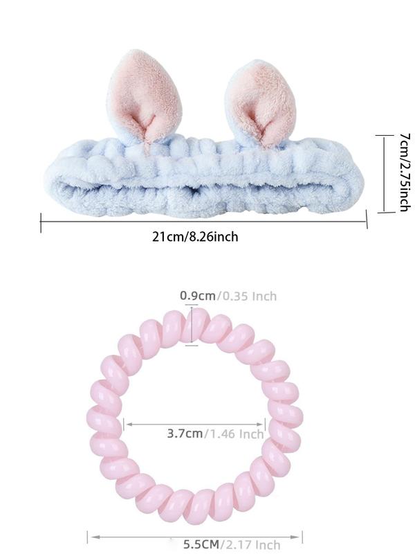 Cute Rabbit Ear Design Hair Band & Hair Tie Set, High Stretch Hair Tie & Hair Band, Fashion Hair Accessories for Women & Girls