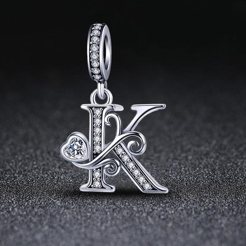 Silver Letter Charm Fit for Pandora Charms Bracelet Alphabet Initial Dangle Charms Beads Jewelry Gifts for Women