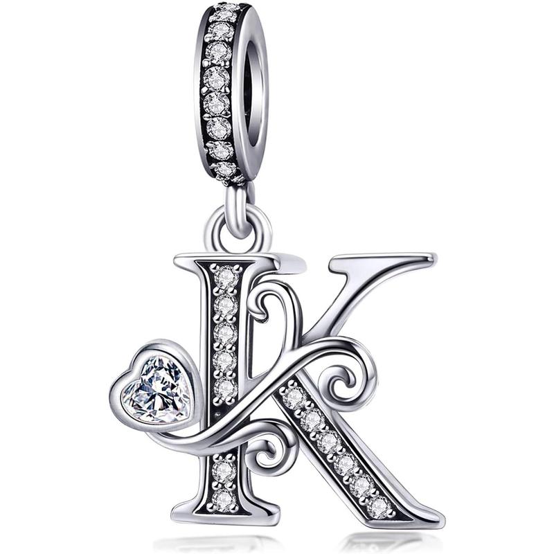 Silver Letter Charm Fit for Pandora Charms Bracelet Alphabet Initial Dangle Charms Beads Jewelry Gifts for Women