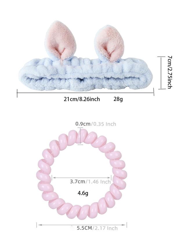 Cute Rabbit Ear Design Hair Band & Hair Tie Set, High Stretch Hair Tie & Hair Band, Fashion Hair Accessories for Women & Girls