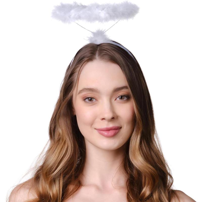 White Angel Halo Headband - Feather Angel Halo - Halloween Headband - Angel Costume Accessory - Angel Costume for Women, Men