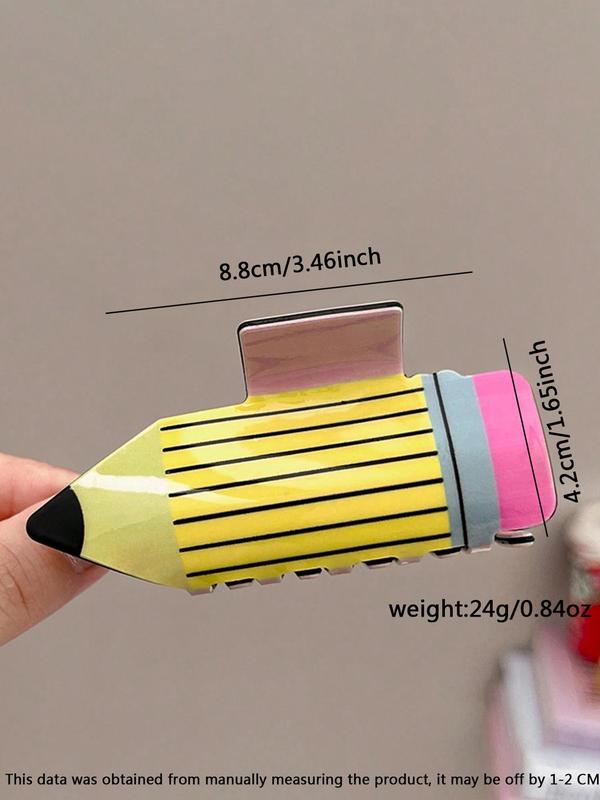 Cute Pencil Shaped Hair Claw, Colorblock Acrylic Hair Claw, Fashion Hair Accessories for Women & Girls