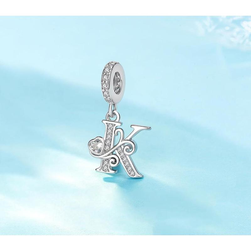 Silver Letter Charm Fit for Pandora Charms Bracelet Alphabet Initial Dangle Charms Beads Jewelry Gifts for Women