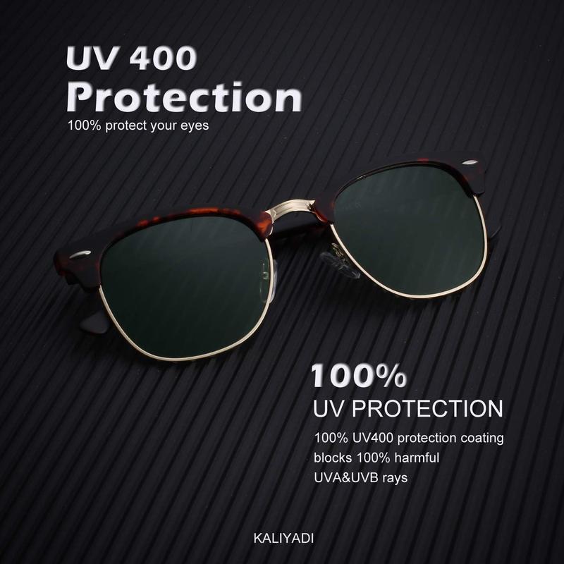 Sunglasses Men Polarized Sunglasses for Men Women Unisex Semi-Rimless Frame Retro Driving Sun Glasses UV Blocking