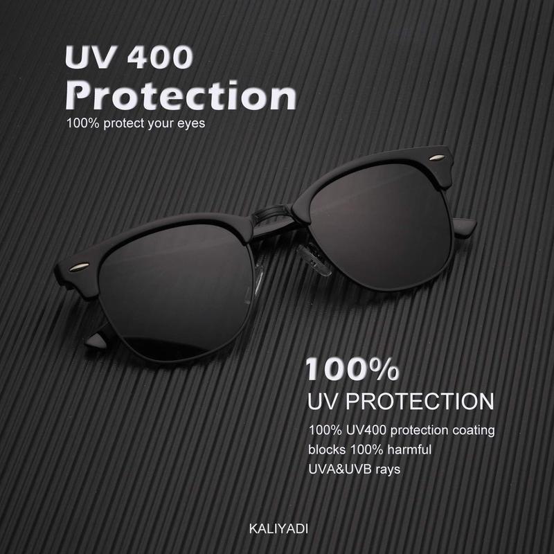 Sunglasses Men Polarized Sunglasses for Men Women Unisex Semi-Rimless Frame Retro Driving Sun Glasses UV Blocking