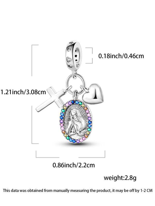 Oval & Heart & Cross Design Pendant for Bracelet Necklace Making, Rhinestone Decorated Charm for Women & Girls, Fashion Accessories for Daily Wear