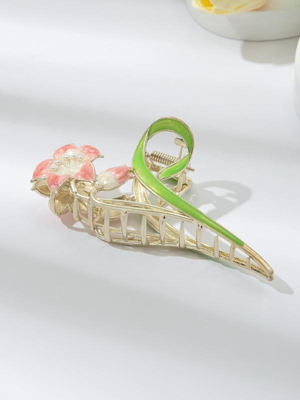 Women's Elegant Alloy Flowers Decor Hair Claw Clip, Trendy Hair Claw Clip for Hairstyle Ideas, Cute Accessories for Claw Clip Hairstyle