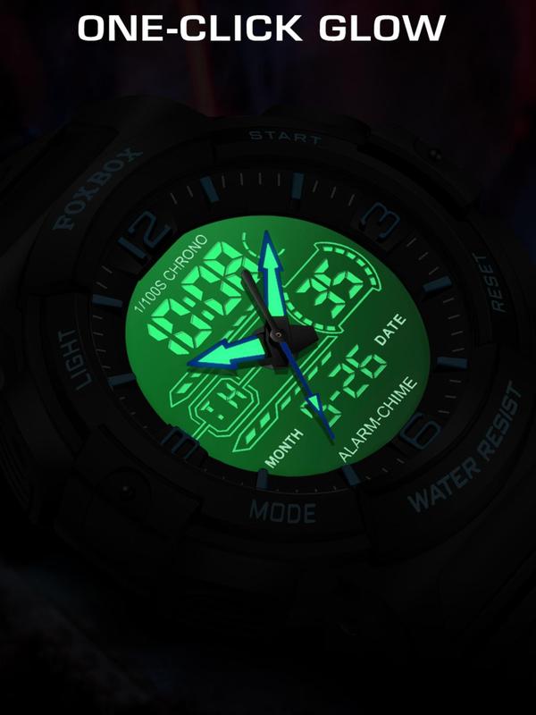 Men's Sportive Digital Analog Quartz Watch, Fashionable Waterproof Digital Watch with Luminous Dial & Alarm Mode, Trendy Watch for Daily Life