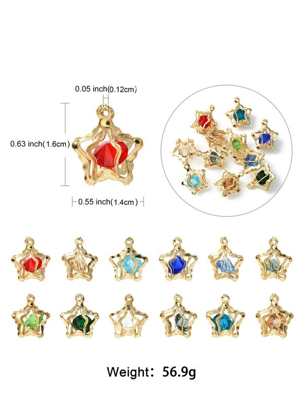 Rhinestone Star Design Pendant, Fashionable Star Charm for DIY Bracelet & Necklace & Earrings, Trendy All-match & Exquisite DIY Jewelry for Birthday Gift