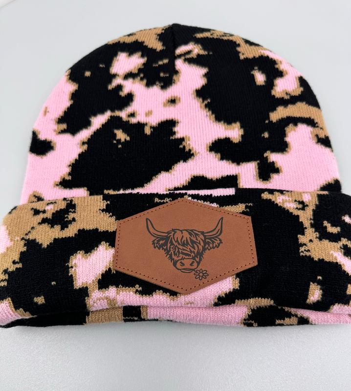 Pink Highland Cow Beanie