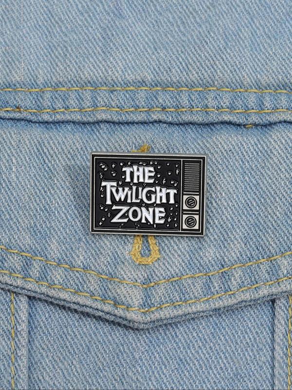 The Twilight Zone Letter Design Brooch, Fashion Alloy Badge for Daily Clothing Decor, Trendy All-match & Exquisite Brooch for Birthday Gift