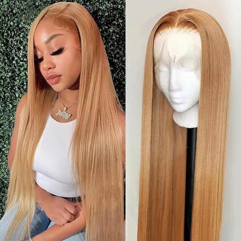 #27 Honey Blonde Human Hair Wigs 13x6 HD Transparent Lace Front Wig Human Hair Pre Plucked Brazilian Straight HD Lace Wigs For Women