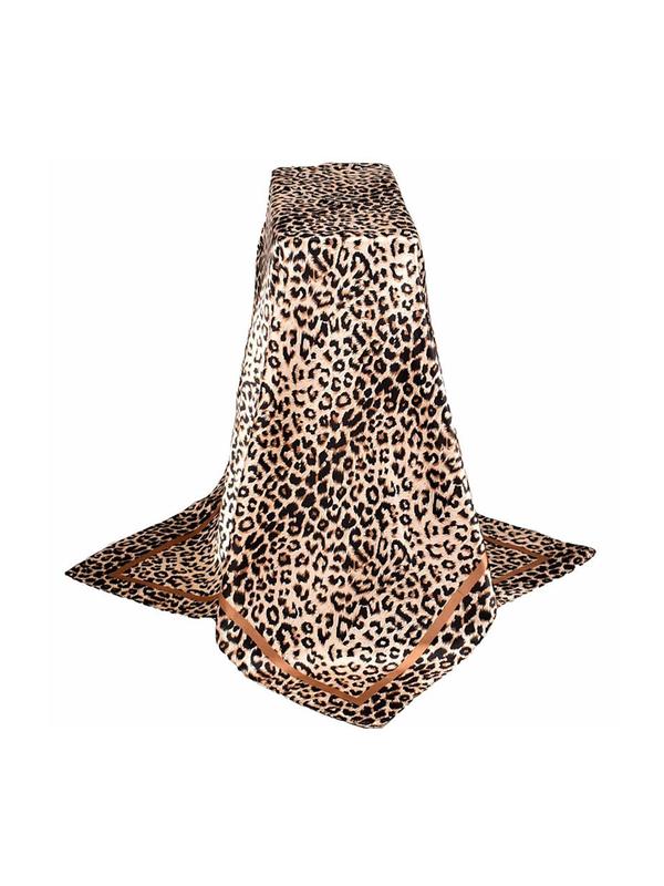 Leopard Print Scarf, Women's Fashionable Square Scarf, Casual Soft Breathable Scarf for Summer, 2024 New Style Spring and Summer Fashion Versatile Scarf