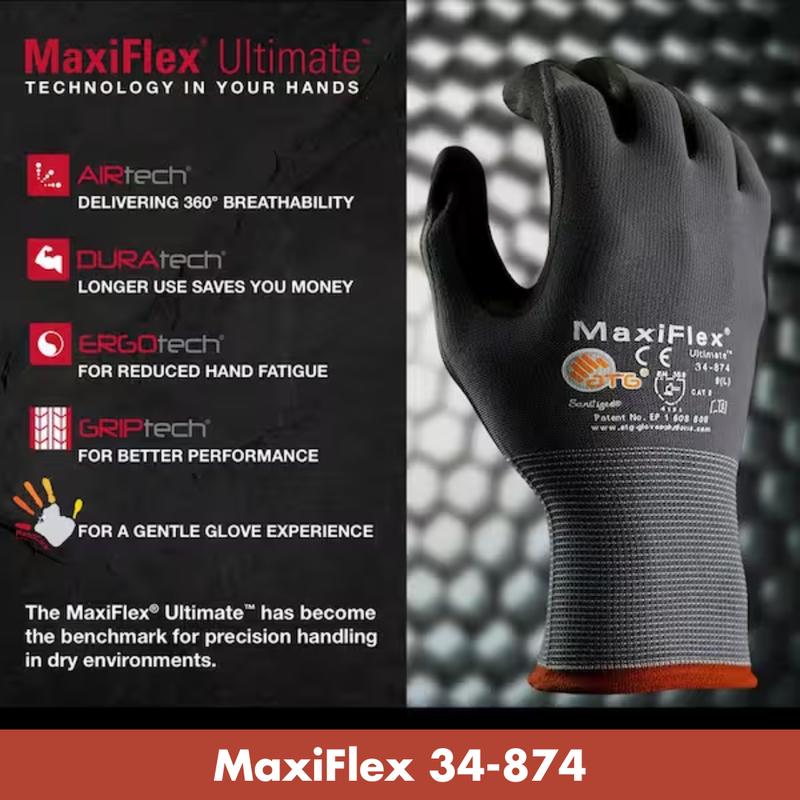 24 Pairs MaxiFlex Guantes de Construcción - MaxiFlex Gloves For Men - Showa Atlas 300 Work Gloves - Guantes Para Trabajo