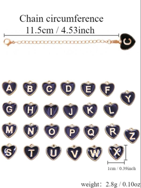 Fashion Letter & Heart Charm Keychain,  Cute Jewelry for Women & Girls for Daily Bag and Cup Decor, Trendy All-match Charm for Birthday Gift