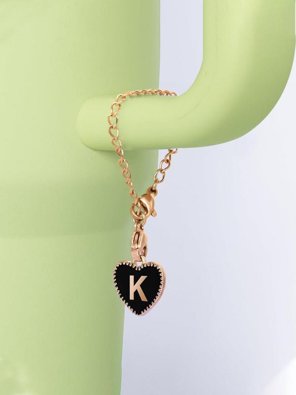 Fashion Letter & Heart Charm Keychain,  Cute Jewelry for Women & Girls for Daily Bag and Cup Decor, Trendy All-match Charm for Birthday Gift